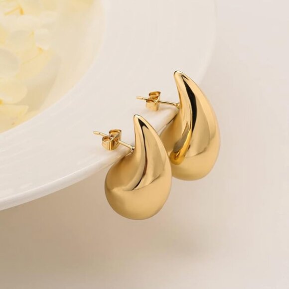 apsvo Jewelry - 25mm Gold Chunky Teardrop Earrings